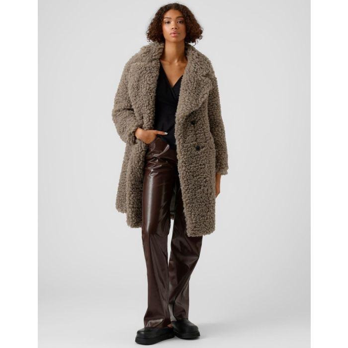 Vero Moda Nwt Elvira Teddy Coat Laurel Oak Olive Green Faux Fur Oversized Xs